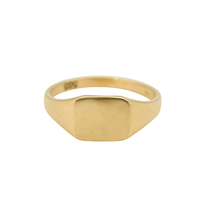 anna nina Pinky Signet Ring Square 14K Yellow Gold