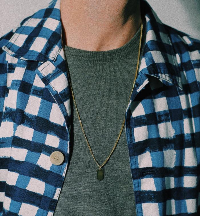 Anna Nina Rectangle Engraving Pendant 14K