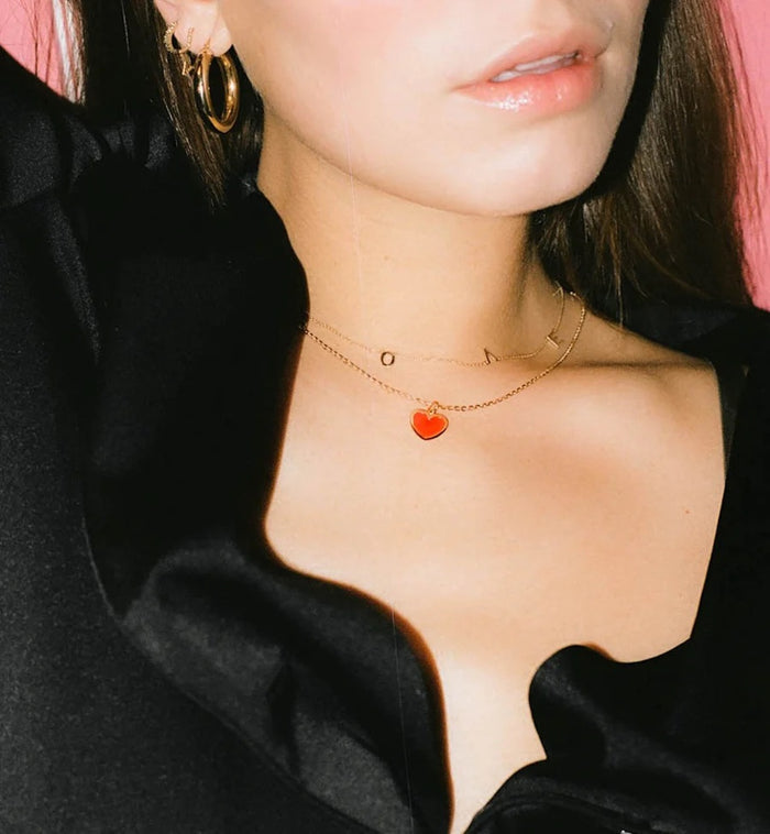 Anna Nina Red Heart Necklace 14K