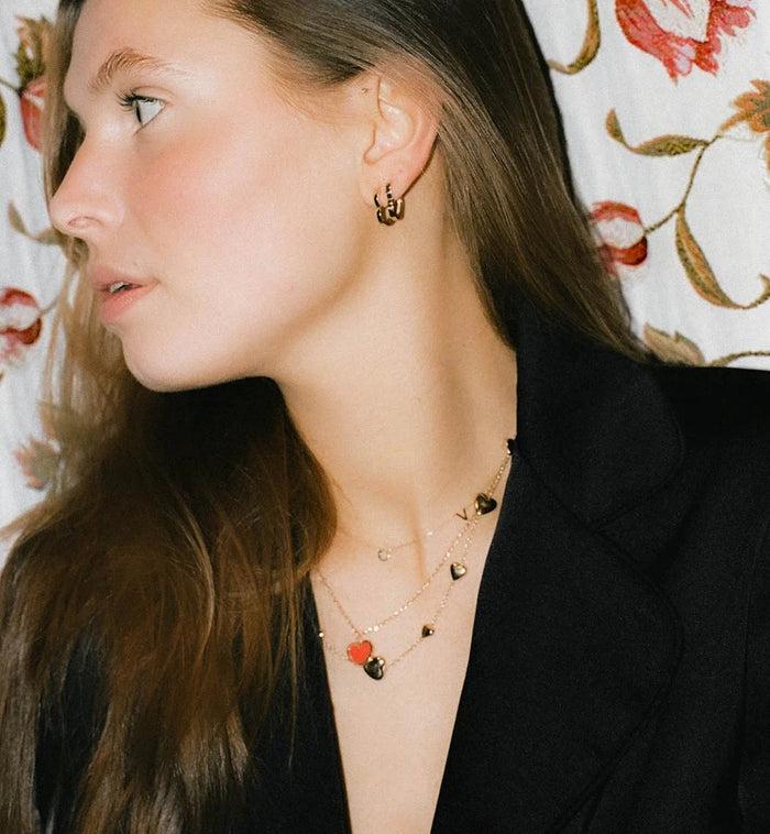 Anna Nina Red Heart Necklace 14K