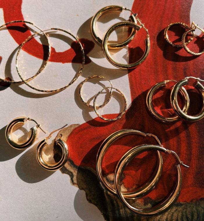 Anna Nina Rope Plain Hoop Earrings Silver