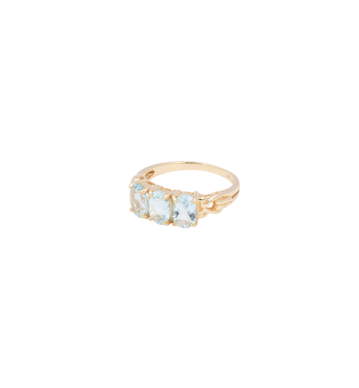 anna nina Rose Aquamarine Ring 14K Yellow Gold