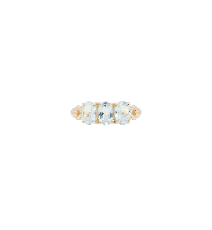 Anna Nina Rose Aquamarine Ring 14K Yellow Gold
