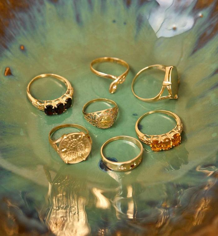 Anna Nina Rose Garnet Ring 14K Yellow Gold