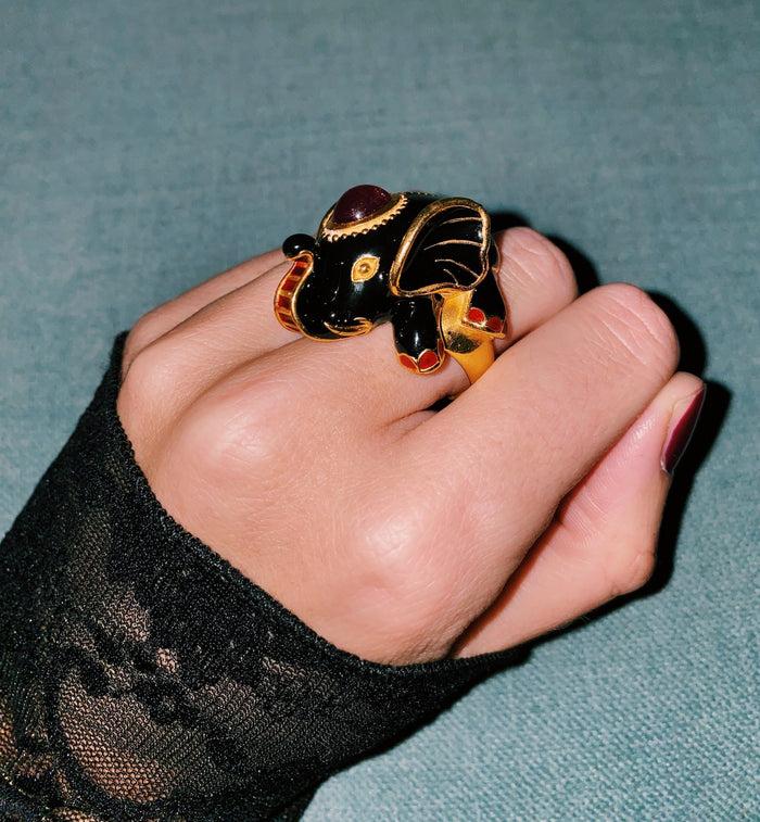 Anna Nina Royal Elephant Ring Gold Plated