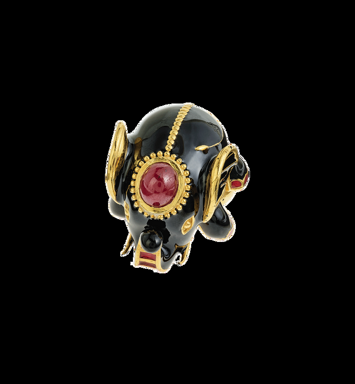 anna nina Royal Elephant Ring Gold Plated