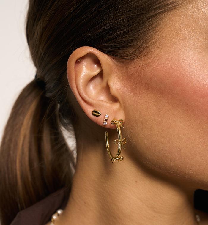 Anna Nina Single Anna Rouge Stud Gold Plated