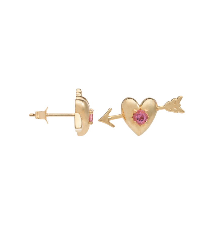 Anna Nina Single Arrowed Heart Stud 14K