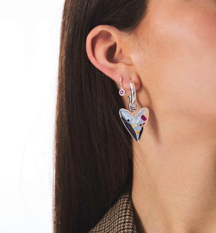 Anna Nina Single Astro Coin Ring Earring Silver