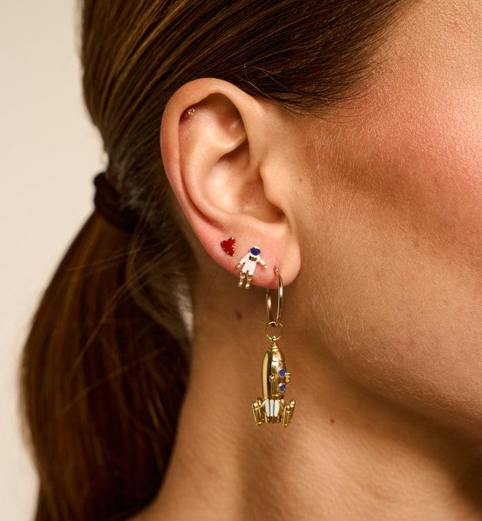 Anna Nina Single Astronaut Stud Silver