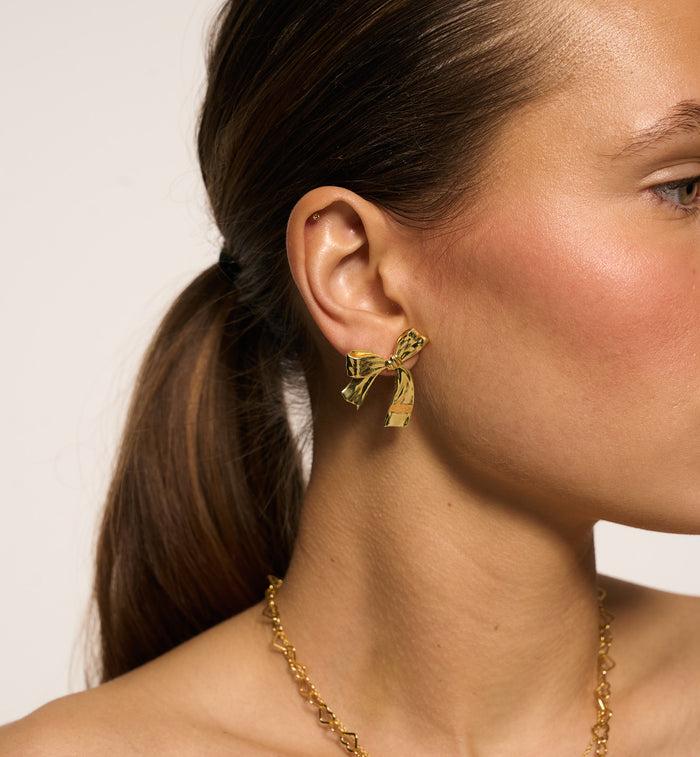 Anna Nina Single Big Bow Stud Gold Plated