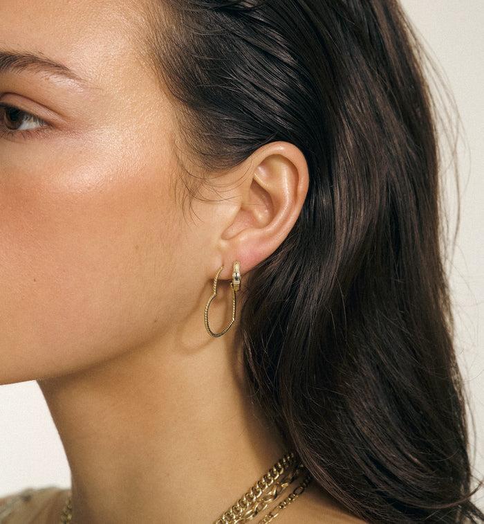 Anna Nina Single Buckle Up Hoop Earring 14K