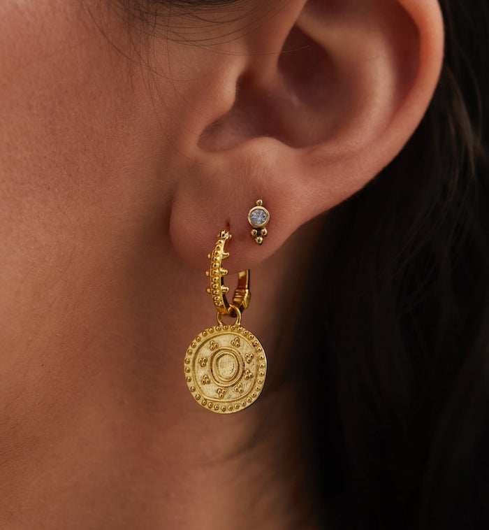 Anna Nina Single Dot Stud Zirconia Gold Plated