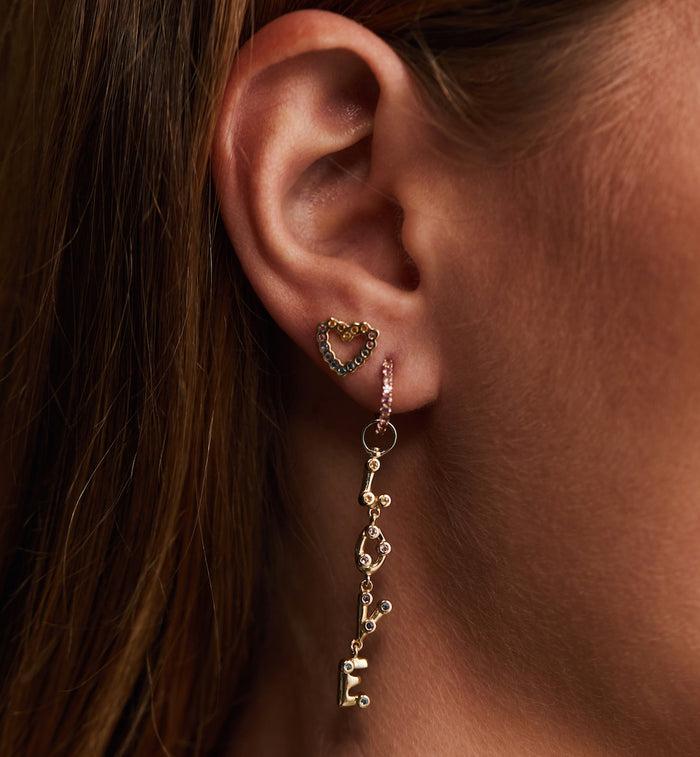 Anna Nina Single Eclectic Heart Stud Earring 14K