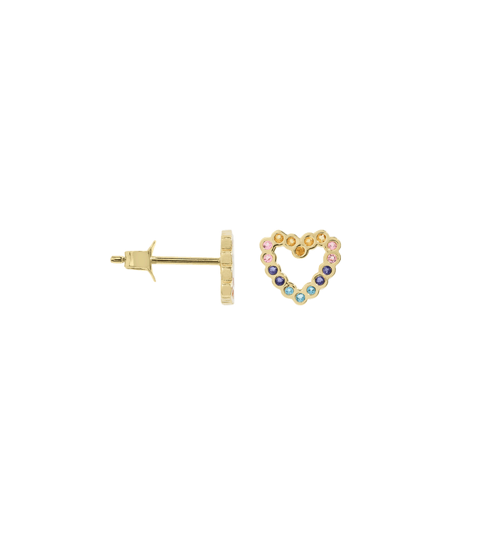 Anna Nina Single Eclectic Heart Stud Earring 14K