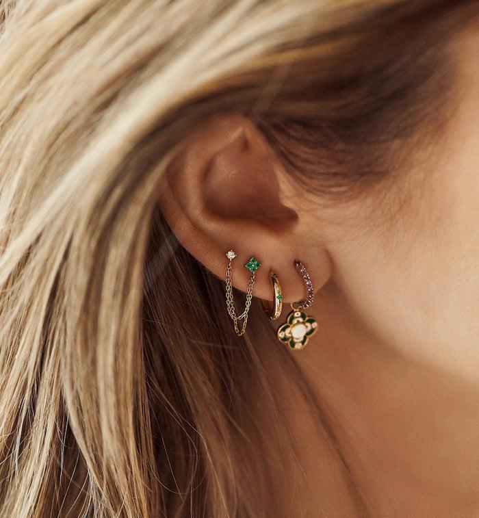 Anna Nina Single Enchanted Chain Stud Earring 14K