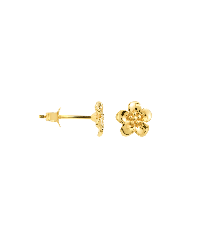 anna nina Single Flower Boy Stud Earring 14K