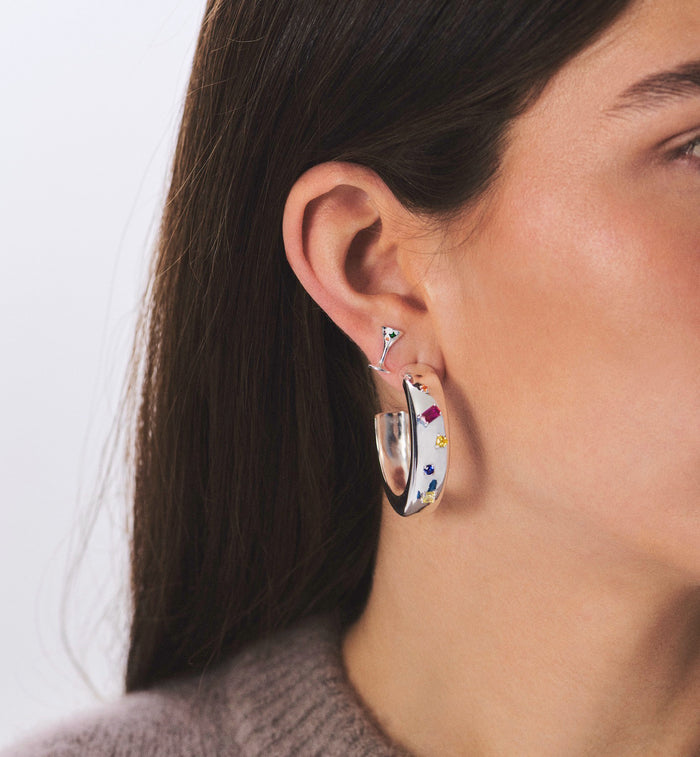 Anna Nina Single Goblet Stud Silver