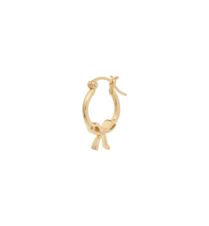 anna nina Single Golden Ribbon Hoop Earring 14K