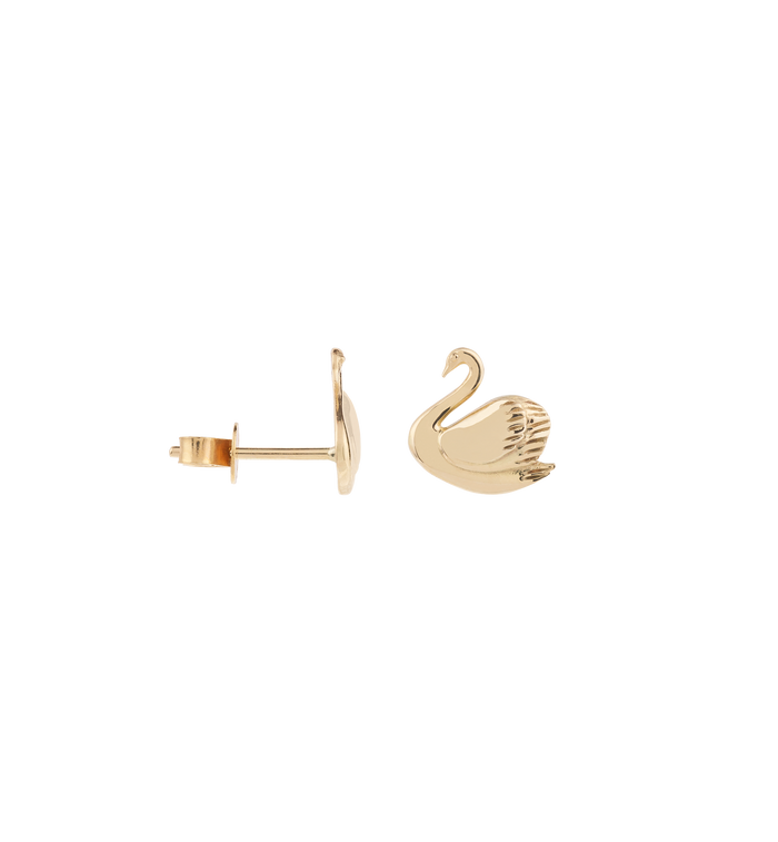 anna nina Single Golden Swan Stud 14K
