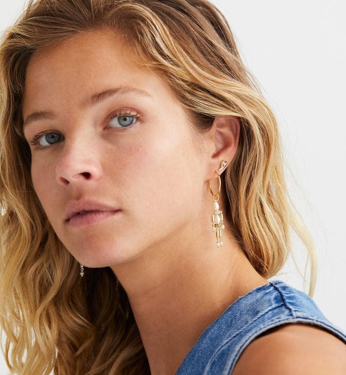 Anna Nina Single Groovy Heart Stud Earring Silver