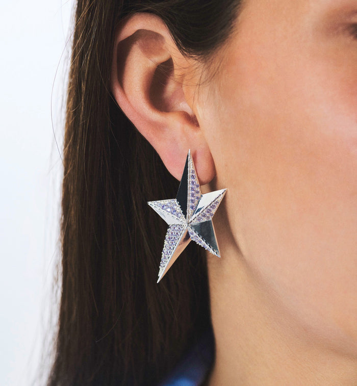 Anna Nina Single Interstellar Stud Silver