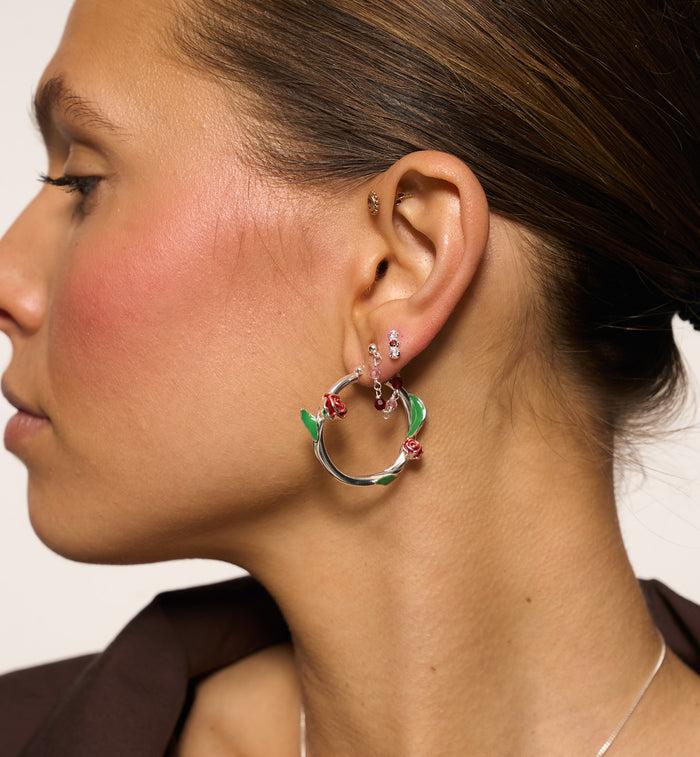 Anna Nina Single La Vie En Rose Chain Stud Silver