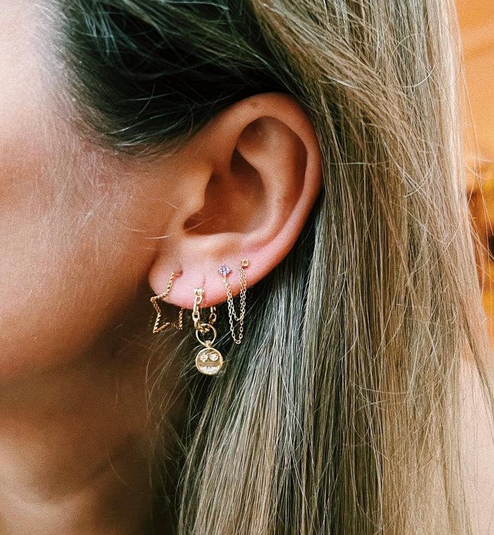 Anna Nina Single Link Chain Hoop Earring 14K