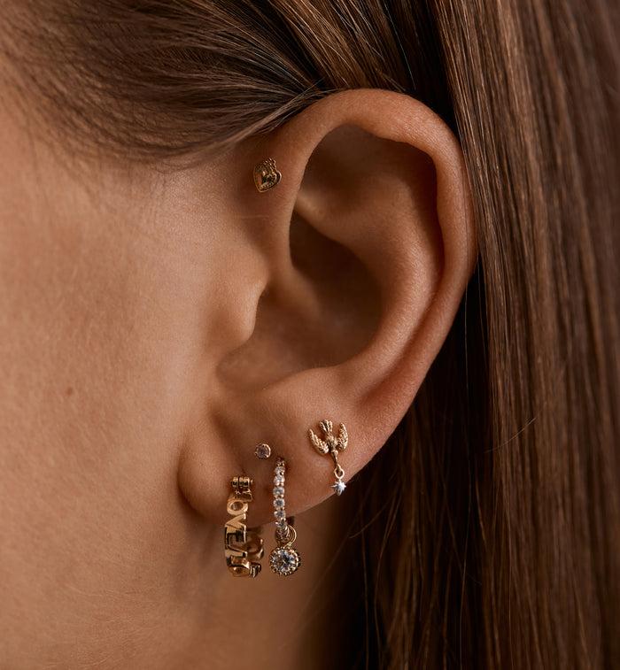 Anna Nina Single Love Bird Stud Earring 14K