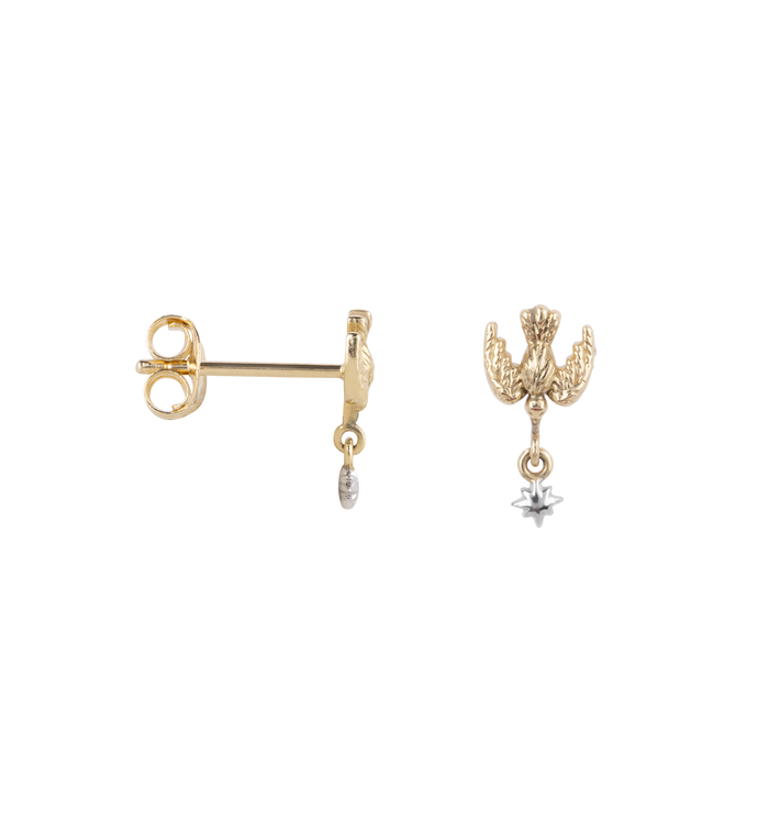 anna nina Single Love Bird Stud Earring 14K