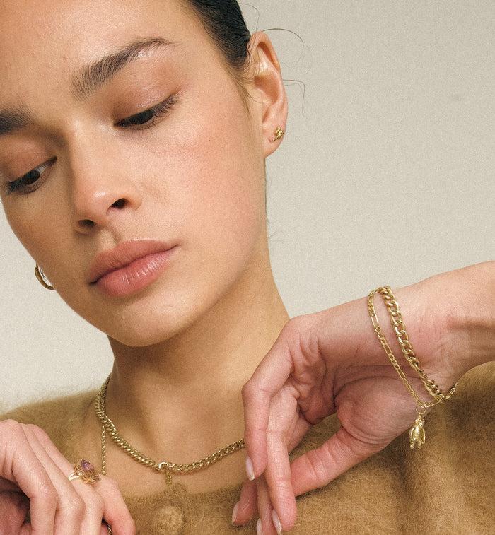 Anna Nina Single Lucky Clover Stud 14K