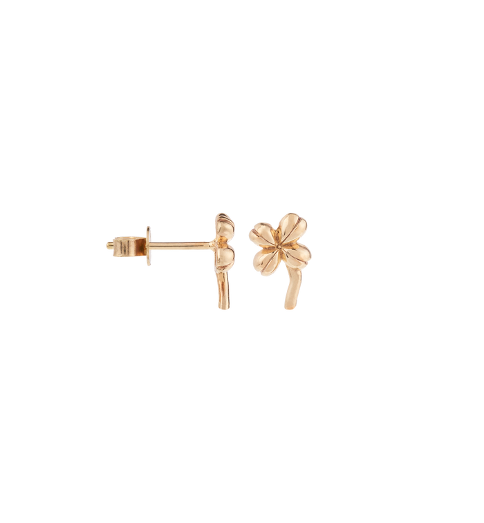 anna nina Single Lucky Clover Stud 14K