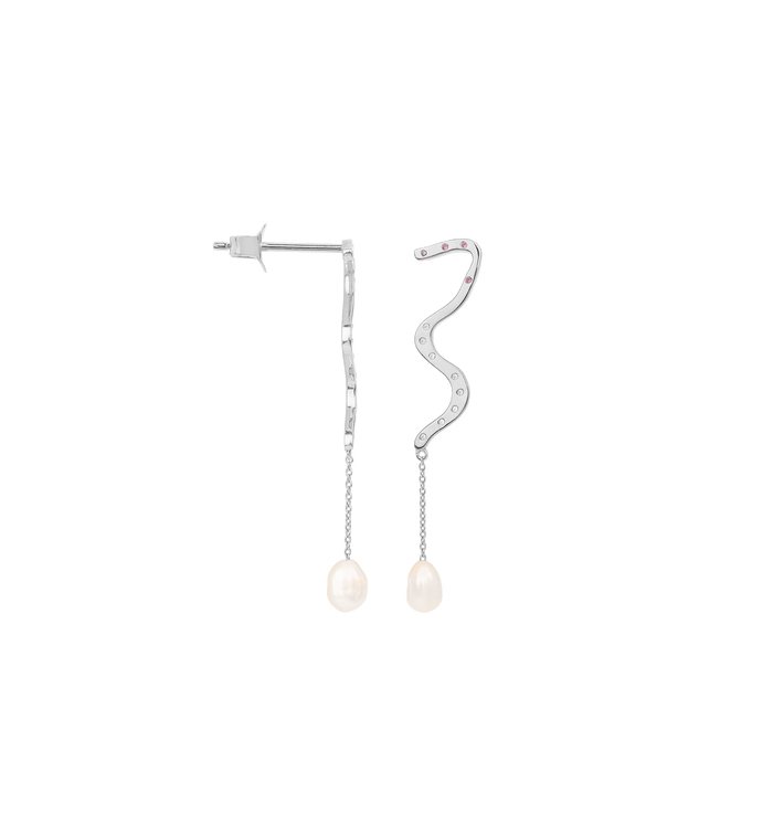 Anna Nina Single Milky Way Chain Stud Silver