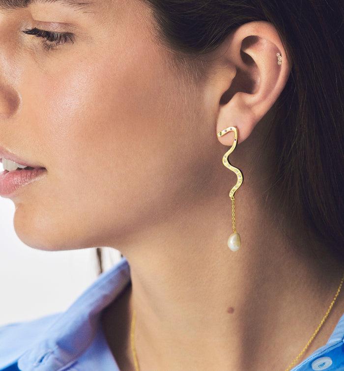 Anna Nina Single Milky Way Chain Stud Silver