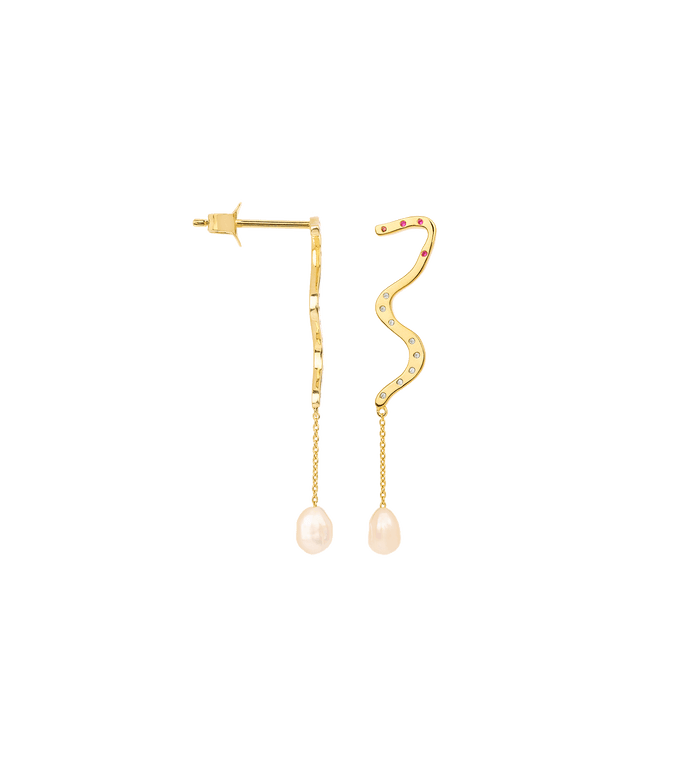 Anna Nina Single Milky Way Chain Stud Silver