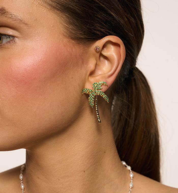 Anna Nina Single Palmier Stud Gold Plated