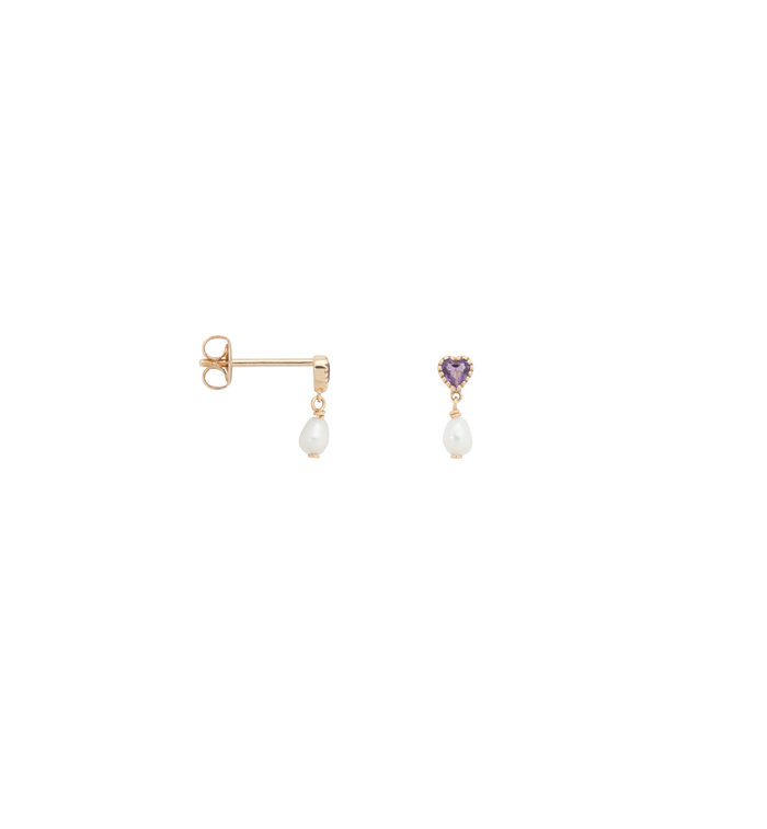 anna nina Single Pearly Love Stud Earring 14K