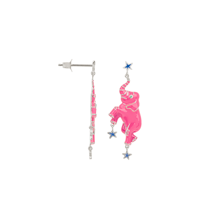 Anna Nina Single Pink Elephant Stud Silver