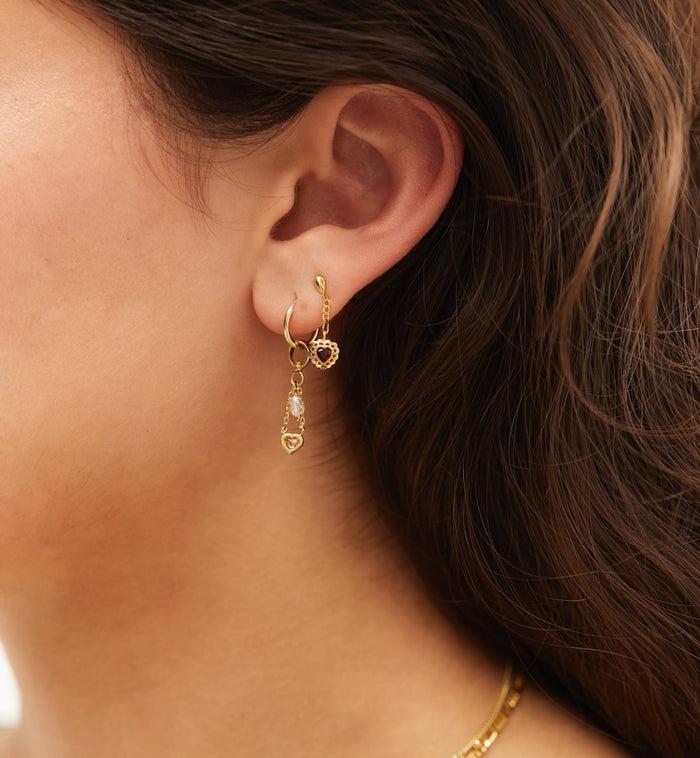 Anna Nina Single Pure Love Chain Stud Earring 14K