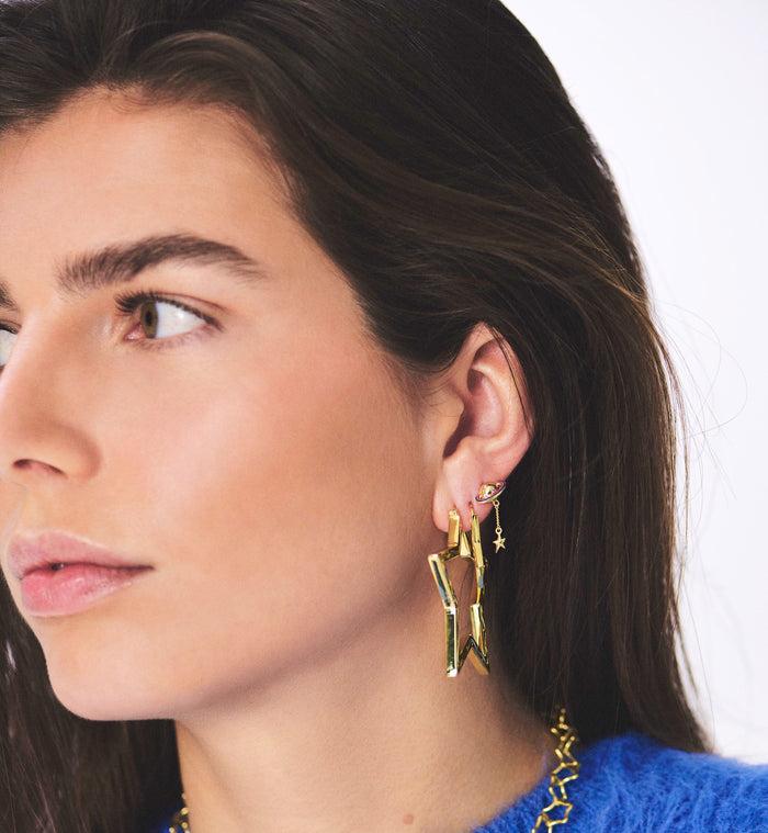 Anna Nina Single Saturn Stud Gold Plated