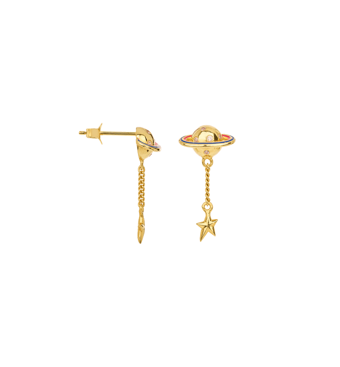 anna nina Single Saturn Stud Gold Plated