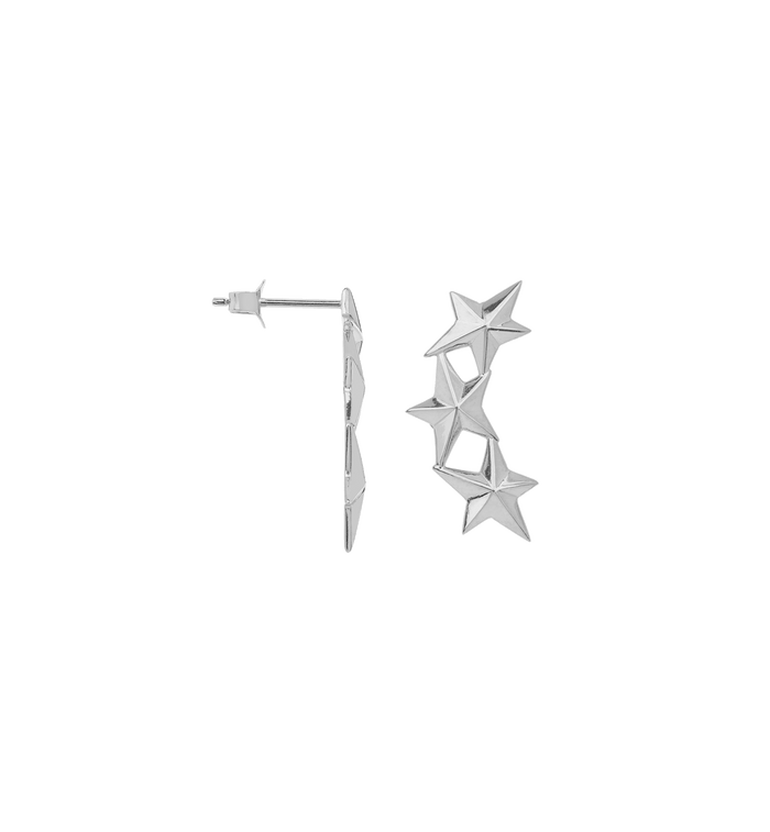 Anna Nina Single Stars Aligned Stud Silver