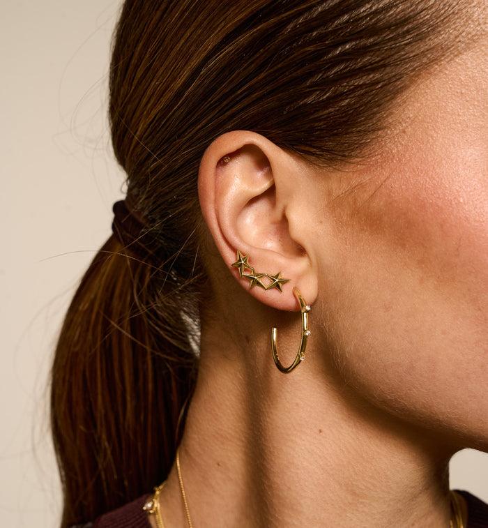 Anna Nina Single Stars Aligned Stud Silver