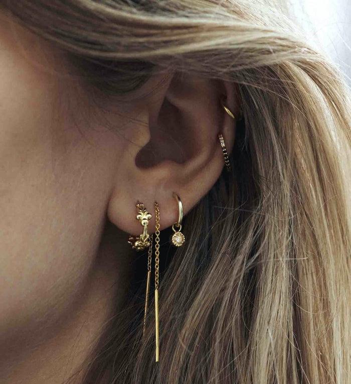 Anna Nina Single Two Bar Chain Earring 14K
