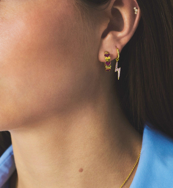 Anna Nina Small Beloved Mauve Hoop Earrings Silver