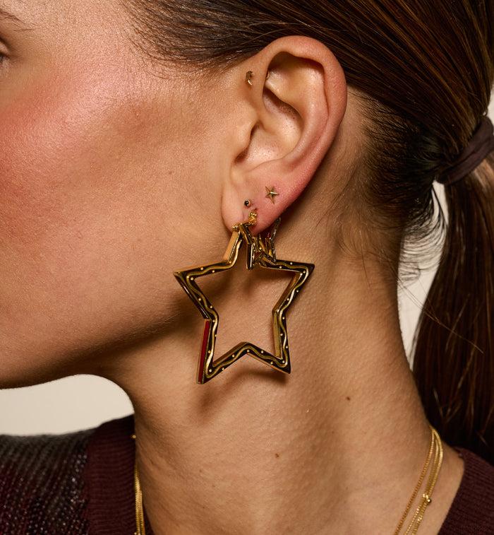 Anna Nina Small Funky Star Hoop Earrings Silver