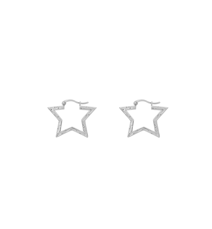Anna Nina Small Funky Star Hoop Earrings Silver