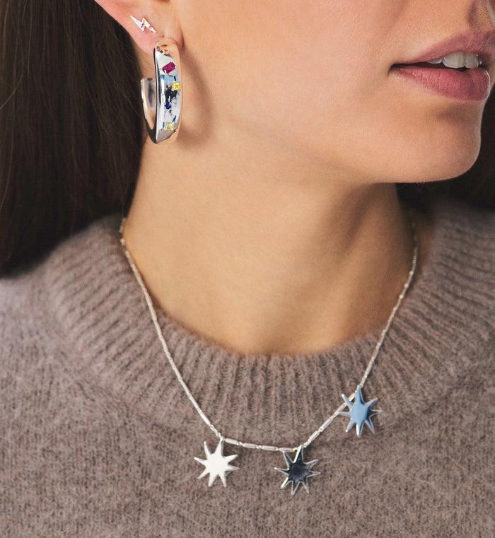 Anna Nina Stars Aligned Necklace Silver