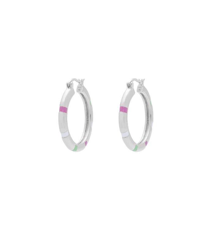 Anna Nina Sweet Stripe Hoop Earrings Silver