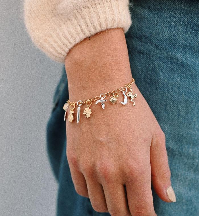 Anna Nina Tiny Flying Duck Charm 14K